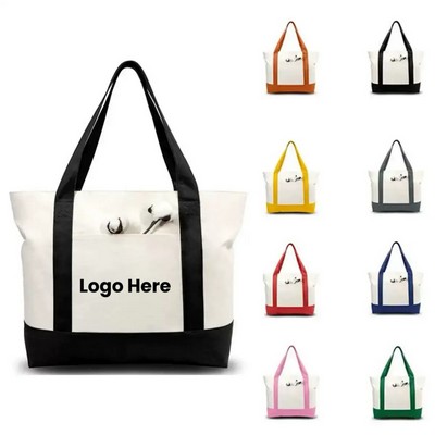12 OZ Canvas Tote Bag With Front Pocket